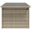 vidaXL Tuintafel met glazen blad 100x55x73 cm poly rattan lichtgrijs