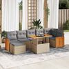 vidaXL 8-delige Loungeset met kussens poly rattan acacia beige