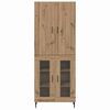 vidaXL Hoge kast 2 pcs Oud Hout Geengineerd Hout en Glas