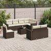 vidaXL 9-delige Loungeset met kussens poly rattan bruin