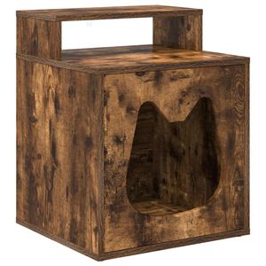 vidaXL Kattenhuis Gerookt eiken 42,5 x 40 x 53,5 cm Bewerkt hout