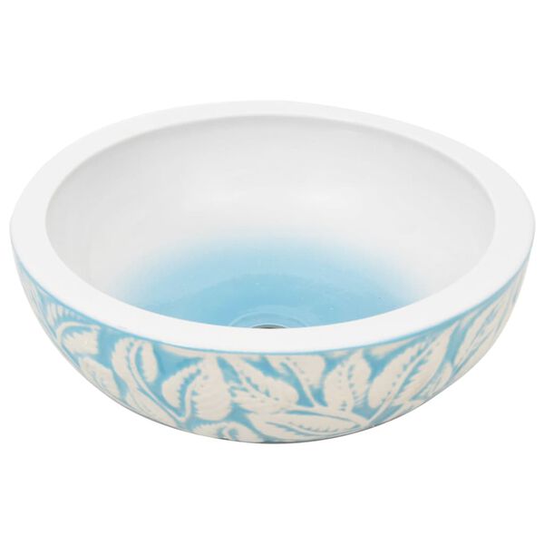 vidaXL Opzetwasbak rond Φ41x14 cm keramiek wit en blauw