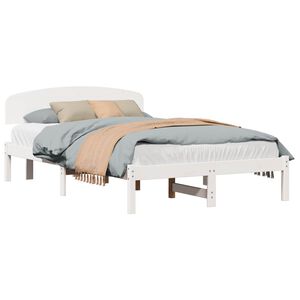 vidaXL Bedframe met hoofdeinde Wit 120 x 190 cm Massief grenenhout