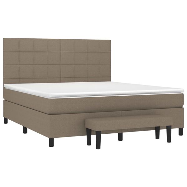 vidaXL Boxspring met matras stof taupe 180x200 cm