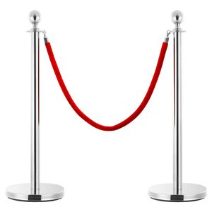 vidaXL 3-delige VIP afzetpalenset roestvrij staal zilverkleurig