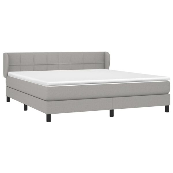 vidaXL Boxspring met matras stof lichtgrijs 180x200 cm