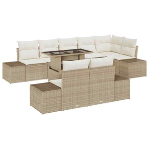 vidaXL Tuin Sofa Set met kussen met opslag 9 pcs beige en cr&egrave;mekleurig