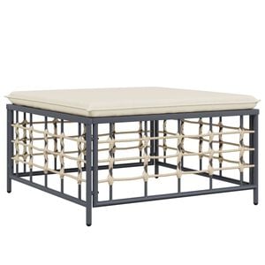 vidaXL Tuinvoetenbank met beige kussen poly rattan