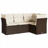 vidaXL 4-delige Loungeset met kussens poly rattan bruin