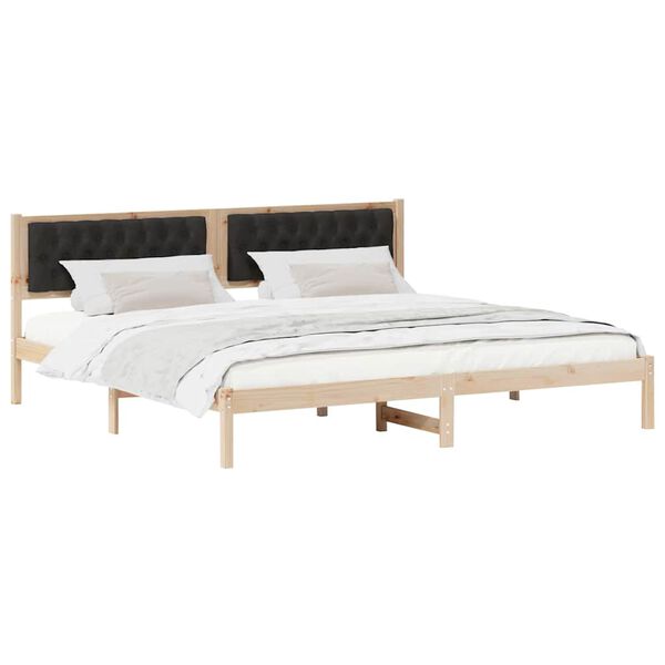 vidaXL Bedframe met hoofdeinde Zwart 200 x 200 cm Massief grenenhout