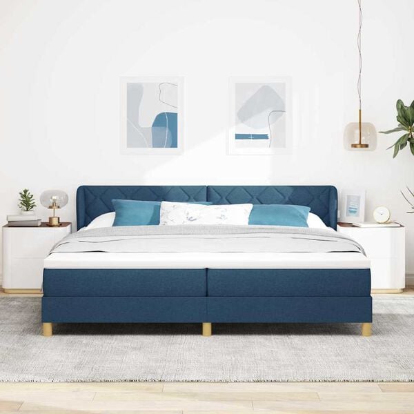vidaXL Boxspringbed met matras met hoofdeinde Blauw 200 x 200 cm Stof