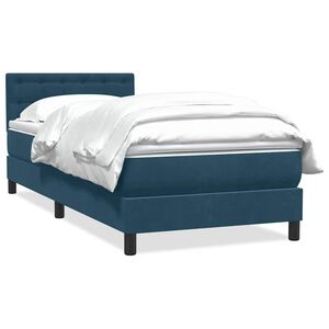 vidaXL Boxspring met matras fluweel donkerblauw 80x210 cm