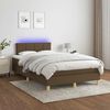 vidaXL Boxspring met matras en LED stof donkerbruin 120x190 cm