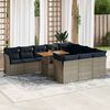 vidaXL 11-delige Loungeset met kussens poly rattan grijs