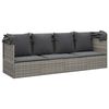 vidaXL Loungebed met luifel en kussens poly rattan grijs