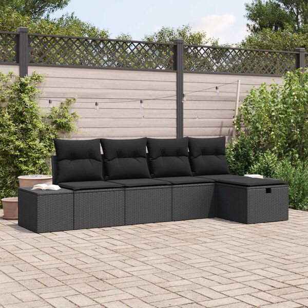 vidaXL Bankstel met kussen 6 pcs poly rattan