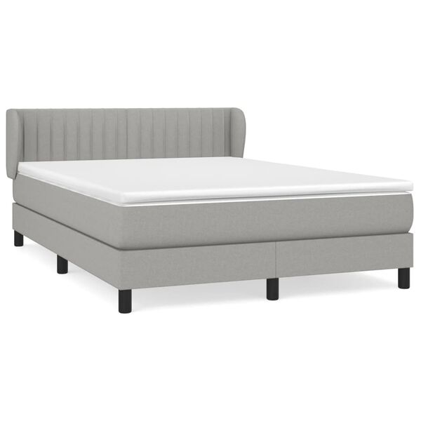 vidaXL Boxspring met matras stof lichtgrijs 140x190 cm