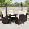 vidaXL Tuin eettafelset met kussen 5 pcs Bruin poly rattan