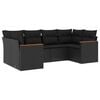 vidaXL 6-delige Loungeset met kussens poly rattan zwart