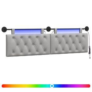 vidaXL Hangend hoofdbord Met LED-verlichting Wolkengrijs Stof