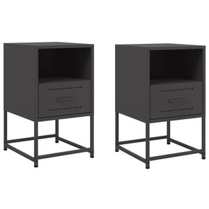 vidaXL Nachtkastjes 2 st 36x39x60,5 cm staal zwart
