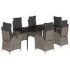 vidaXL 7-delige Tuinset met kussens poly rattan grijs