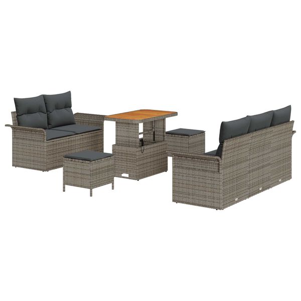 vidaXL Tuin Sofa Set 8 pcs Grijs poly rattan