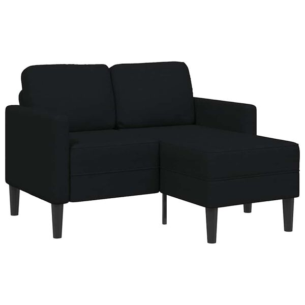 vidaXL 2-zitsbank met ligchaise L-vormig 125 cm stof zwart