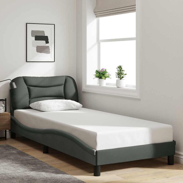 vidaXL Bedframe zonder matras "Hvar" 90x200 cm stof donkergrijs