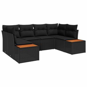 vidaXL Tuin Sofa Set met kussen 6 pcs Zwart poly rattan