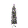 vidaXL Kunstmatige slanke kerstboom met 150 LED Groen en Wit 120 cm