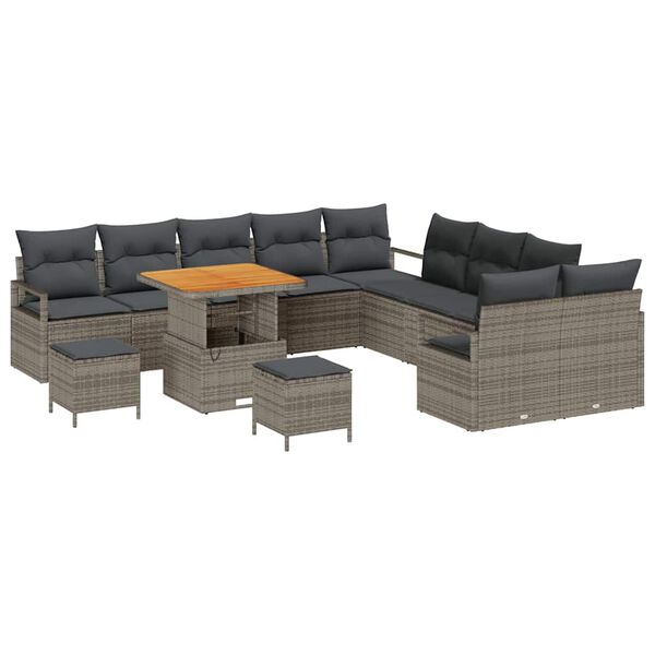 vidaXL Tuin Sofa Set met kussen met opslag met kussen 13 pcs Grijs