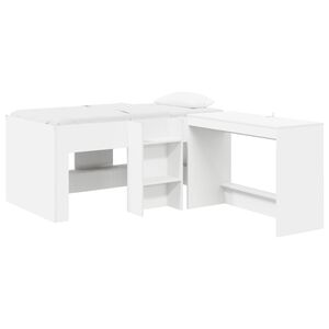 vidaXL Hoge Bed Frame met Bureau voor Kinderen 2 st Wit Bewerkt hout