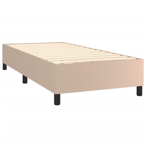 vidaXL Boxspring met matras kunstleer cappuccinokleurig 90x190 cm