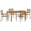 vidaXL Tuin eettafelset 5 st Grijs Massief Acaciahout