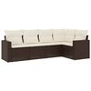 vidaXL 5-delige Loungeset met kussens poly rattan bruin
