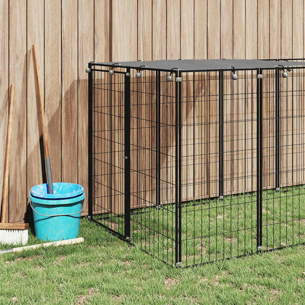 vidaXL Hondenkennel 330x110x110 cm staal zwart