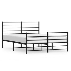 vidaXL Bedframe met hoofd- en voeteneinde metaal zwart 135x190 cm
