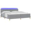 vidaXL LED Box Spring Bed met matras Lichtgrijs 200 x 200 cm Stof