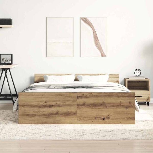 vidaXL Bedframe zonder matras spaanplaat artisanaal eikenkleurig