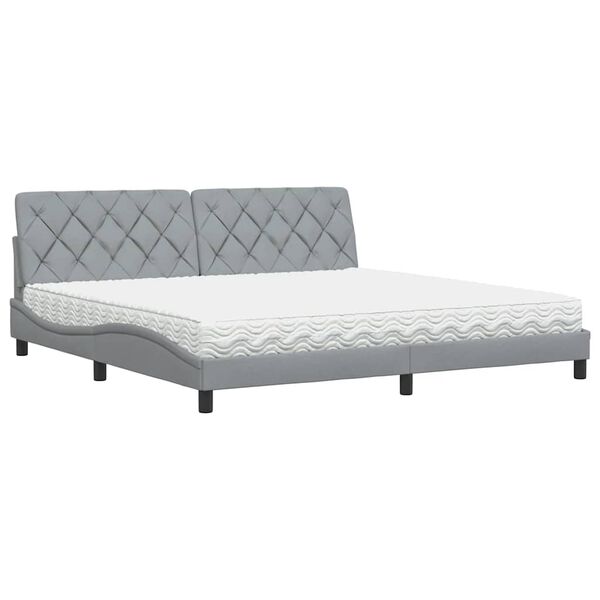 vidaXL Bed met matras stof lichtgrijs 200x200 cm