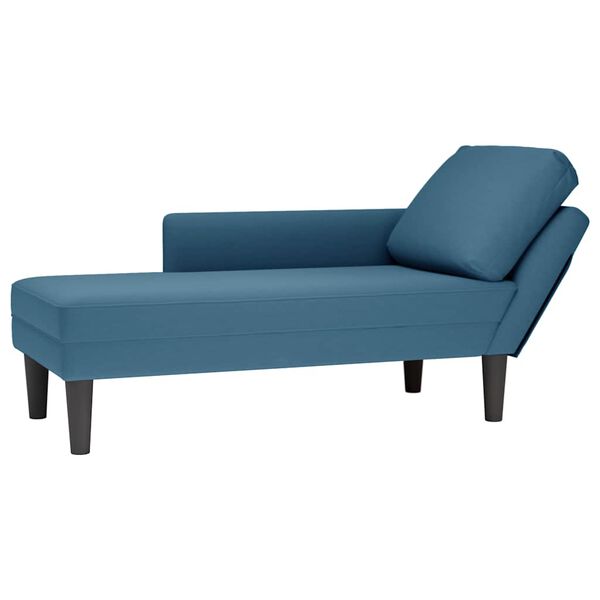 vidaXL Chaise longue met kussen en rechterarmleuning fluweel blauw