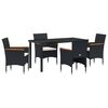 vidaXL Tuin eettafelset 5 st Zwart poly rattan