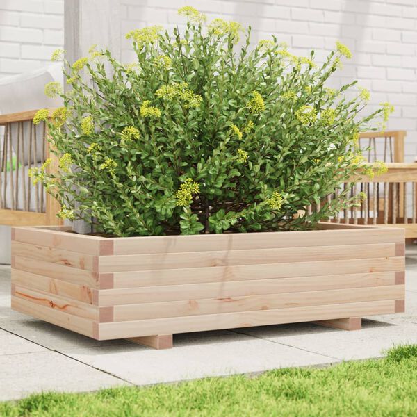 vidaXL Plantenbak 90x60x26,5 cm massief grenenhout