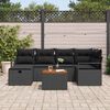 vidaXL Tuinbankenset met kussen met opslag 7 pcs Zwart poly rattan