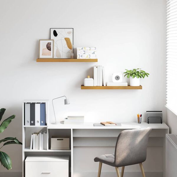 vidaXL Wandplank met opslag 2 pcs Beige 90 x 23,5 x 4 cm Bewerkt hout