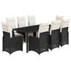 vidaXL 9-delige Bistroset met kussens poly rattan zwart