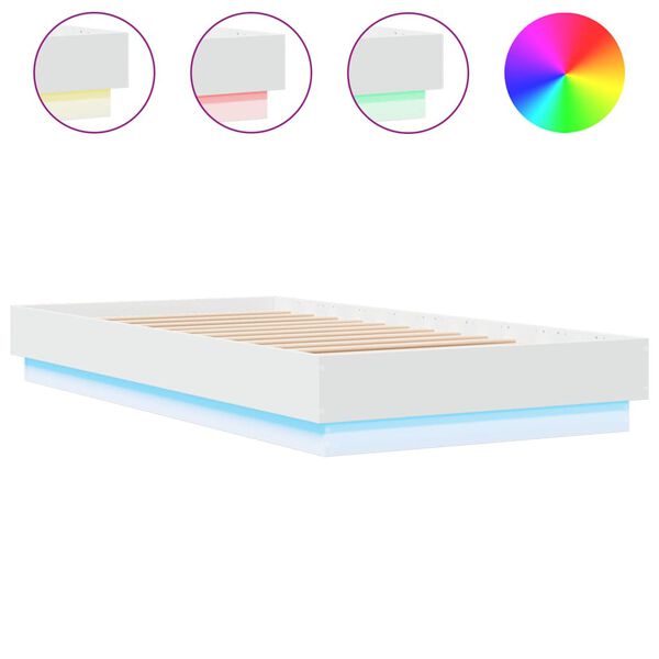vidaXL Bedframe met LED-verlichting wit 90x190 cm