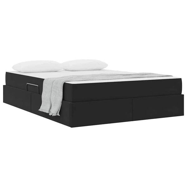 vidaXL Opbergbed met matras met matras Zwart 140 x 190 cm Fluweel
