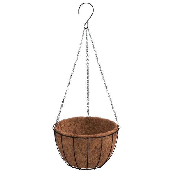 vidaXL Plantenbakken hangend 4 st met kokosbak staal &Oslash; 35x52 cm zwart